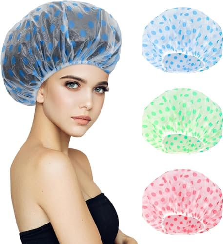 Pack of 6 Shower Caps, Women's Shower Cap, Women's Waterproof Shower Cap, Shower Caps, Elastic Plastic Shower Cap for Women, Shower, Make-Up, Spa, Salon, Travel, Hotel