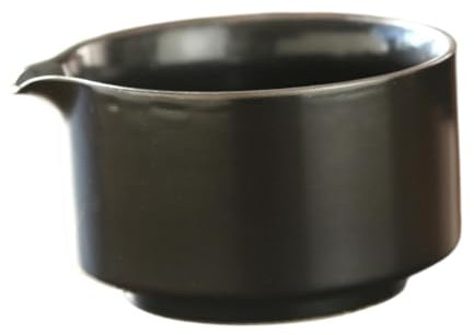 Baoblaze Bol Matcha en céramique, bol à thé traditionnel en porcelaine, tasse à thé japonaise avec bec, bol mélangeur Matcha fait à la main pour les amis, Noir