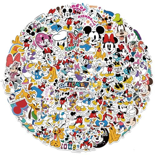 100Pcs Mickey&Minnie Sticker for Kids, Cute Disney Cartoon Mickey&Minnie Mouse Waterproof Vinyl Stickers for Teen Girl Water Bottle, Laptop, Phone, Computer, Guitar, Notebook
