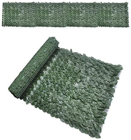 Künstlicher Efeu-Zaun – UV-beständige Sichtschutzhecke, Wand-Landschaftsbau, Gartenzaun, erweiterbarer Spalier-Zaun mit künstlichen Efeublättern, wartungsfrei für Zuhause, Balkon, Dekoration im Freien