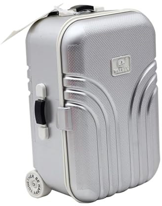 Tongyixin Mini Klein trolleys Spardose，Niedlicher Trolley-Gepäckorganisator，Simulation Reisekoffe Sparschwein，Wanderkoffer zum Geldsparen，Lustige Geschenke zum Geburtstag（Silber）