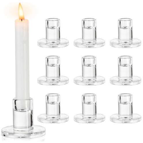 Glas Kerzenhalter Kerzenständer für Stabkerzen, Lottsall 10er Klar Stabkerzenhalter Kerzenhalter Stabkerze Klein Kerzenleuchter Glas Kerzenständer für Hochzeit Party Weihnachtsdeko Tischdeko Deko