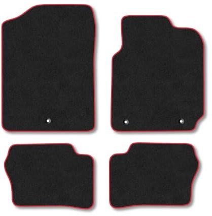 Fits Kia Picanto (2017-2020) Carpet Car Mats | Red Edge Trim Tailored Fit Floor Mats Full Coverage Protection Accessories Easy Clean Anti Slip Made in the UK