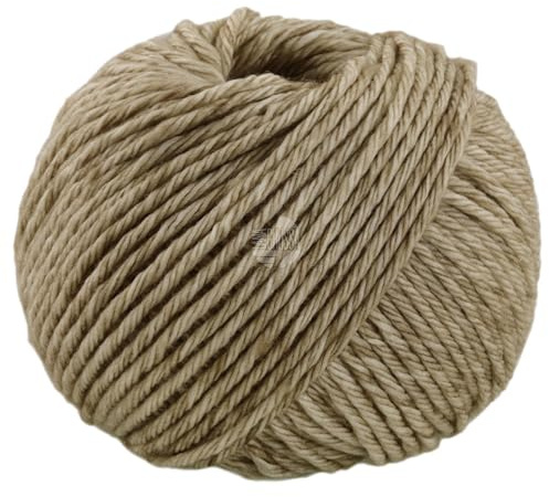 LANA GROSSA Vintage Chunky | Merinoklassiker mit Ton in Ton Farbeffekt | Handstrickgarn aus 100% Schurwolle (Merino) | 50g Wolle zum Stricken & Häkeln | 80m Garn FB 1 Beige/Khaki