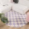 FRAAI | Home & Living Rund Retro Teppich - Gambit Lila Weiß - Blöcke - Modern, Wohnzimmer, Kinderzimmer, Schlafzimmer - Fellteppich - Carpet