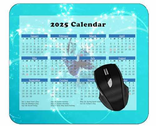 YENDOSTEEN 2025 UK Calendar Mouse Pad with Holidays,Butterfly Wings Flutter ShineMouse Mat for Office Computers Laptop Men Women Type47