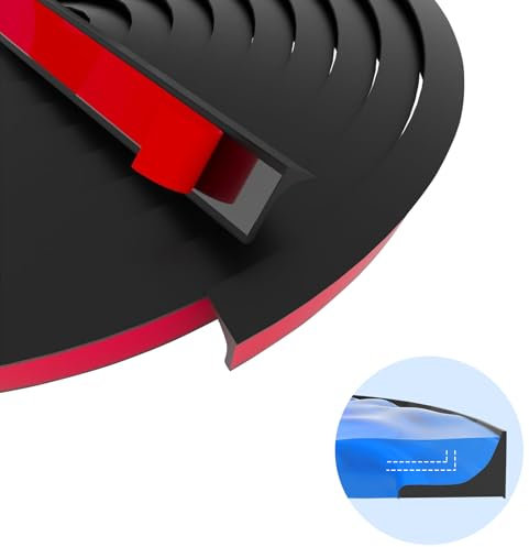 Acesome, striscia protettiva per doccia, autoadesiva, in silicone, per doccia, senza cornice, colore nero, 3 m