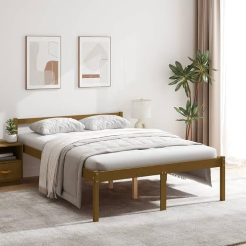 LLEZKBR Furniture select-Senior Bett ohne Matratze, braun, 135 x 190 cm, Doppelbett