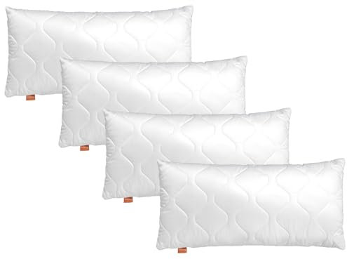 sleepling Kopfkissen 40x80 cm 4er Set, Allergiker Kissen, waschbar, Made in EU, Ökotex, langes Schlafkissen 40 x 80, Bettkissen, Pillow, 4 Stück, Komfort 100
