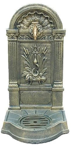 LUNAIZHUO Antiker Standbrunnen aus Gusseisen, Dekorative Wassersäule im Retro-Stil für den Außenbereich, Wasserrohrsitz mit Trog, Grün