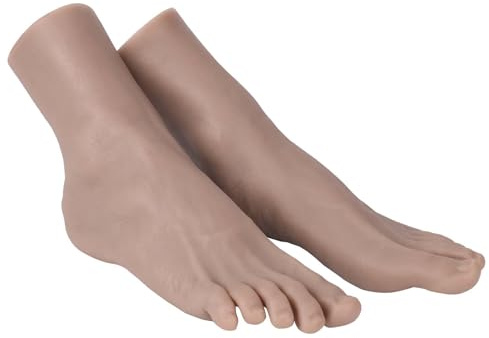 Vnmcry Silikon Füße Modell Realistische Lebensgröße Weiche Damen & Herren Mannequin für Schuhanzeige, Socke & Schmuck Display Fußfetisch (1 Paar Männlich 24 cm 42 EU, Hellschwarz)