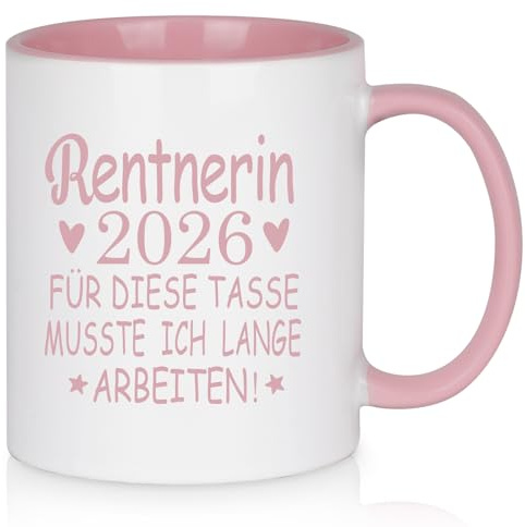 Diztoud Renteneintritt Geschenk Frau, Ruhestand Geschenk Frauen, Geschenke für Frauen zum Renteneintritt, Rentner, Rentnerin 2026 Tasse, Abschiedsgeschenk Kollegen, 325ml Kaffeetasse