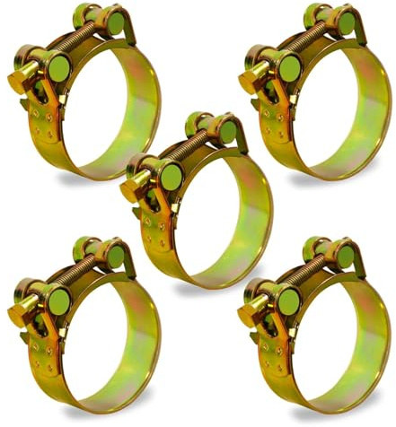 Ezitruz 5 Stück Gelenkbolzenschelle 40-43mm Schlauchschellen Bandbreite 20mm, Motorrad Auspuffschelle Schlauchklemme Spannbackenschellen für Auspuff Klemme Wasserrohr Schlauch Pool(Gold)