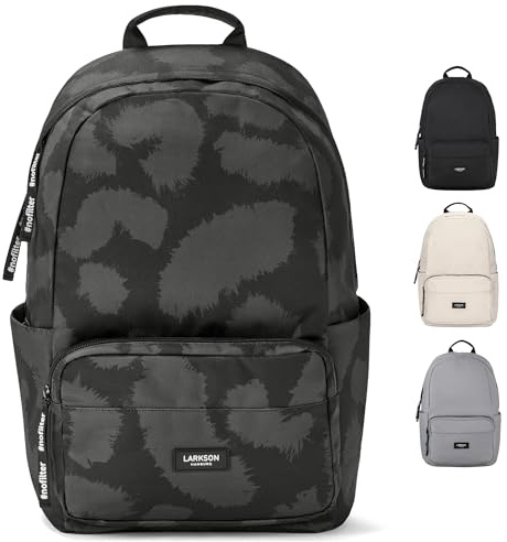 LARKSON Schulrucksack Mädchen & Jungen Teenager Grau Leo - No 3 - Rucksack Damen & Herren für Schule - 16 Laptopfach - Aus robustem Polyester - Wasserabweisend