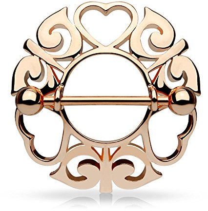 eeddoo Brustwarzen-Piercing Herzen Rosegold Edelstahl