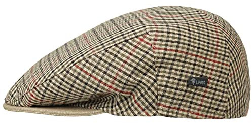Lipodo Inglese Bic Flat Cap Herren Made in Italy Schiebermütze mit Innenfutter Frühjahr Sommer beige-grün 59 cm