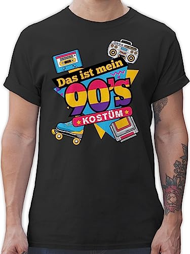 T-Shirt Herren - Karneval & Fasching - Das ist Mein 90er Jahre Kostüm I Neunziger Jahre I 90s I Fastnacht I Fasnacht I Fasnet - L - Schwarz - 90 er Shirt faschingsshirt Faschings 90's Tshirt