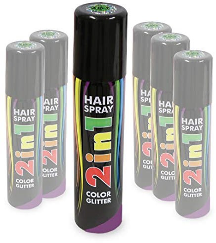 KarnevalsTeufel Hairspray 2in1 Color und Glitter in verschiedenen Farben buntes Haarspray mit Glitzer Haarschmuck farbig (Grün)