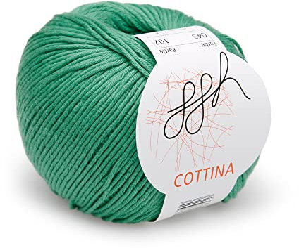 ggh Cottina - 100% Baumwolle - Lauflänge 140m auf 50g - Wolle zum Stricken oder Häkeln Farbe 043 - Grün