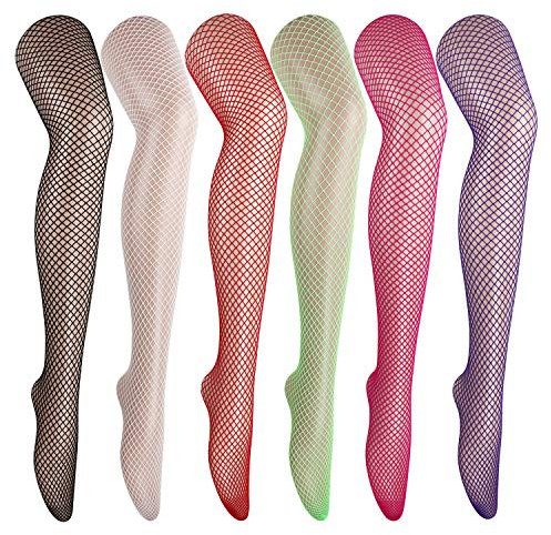 DRESHOW 6 Pares Mujeres Sexy Elástico Medias de Cintura Alta Medias de Rejilla de Calcetines Medias de Malla Pantimedias