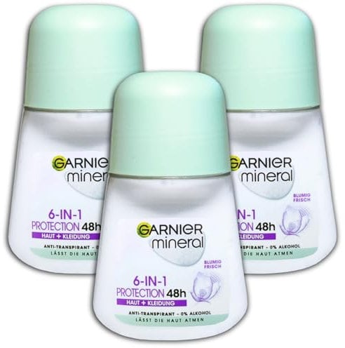 3er Pack Garnier Mineral Deo Roll-on Protection 48H 6in1 3 x 50ml