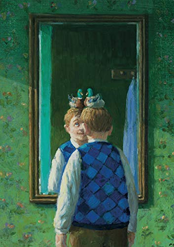 Inkognito Postkarte 10,5 x 14,8 cm (hoch) • 5387 ''Junge mit Ente Künstler Michael Sowa • Satire • Tiere • Humor • Animals • Fantastik • Animals