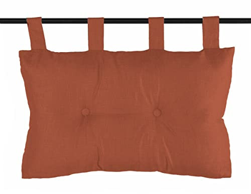 Caritex Cuscino Testata Letto Singolo o Matrimoniale, Testiera Letti Imbottita, Schienale Letto con Bottoni Decorativi, 45x70 cm, Con Passanti Per un Facile Montaggio BEA S809 (Terracotta)