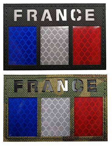 France réfléchissant IR drapeau Patch militaire tactique moral Patch Europe Badges emblème Applique patchs fer sur coudre sur vêtements sac à dos accessoires