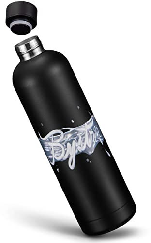 BYSTRA Edelstahl Trinkflasche 750ml & 1000ml, stylische Thermosflasche auslaufsicher & Kohlensäure geeignet, Wasserflasche BPA frei, Thermoskanne