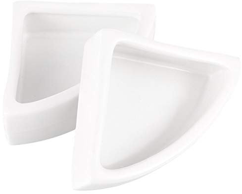 POPETPOP Hamster Food Bowl Ceramic- Reptile Feeding Bowl, Pet Food Dish for Guinea Pig Rat Hedgehog Rabbit Gerbil Mouse Rodent Lizard (White, Medium Triangle)
