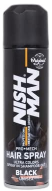 NISHMAN Temporary Hair Colour Spray for Kids, Black 150 ml | Wash Out Hair Dye for Kids | Party Fancy Dress Up Hairspray Boys, Girls (Black)