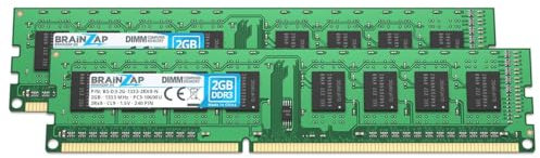 BRAINZAP Memoria RAM DDR3 DIMM PC3-10600U 2Rx8 1333 MHz 1,5 V CL9 de 4 GB (2 x 2 GB)