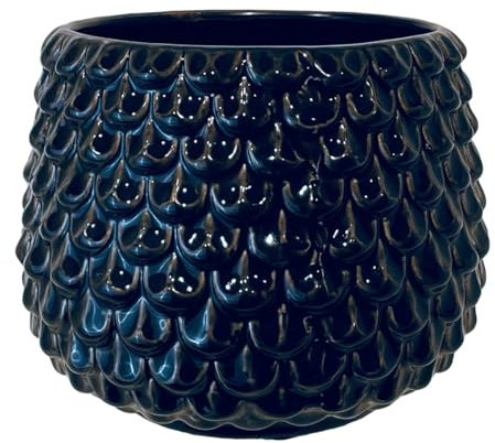 Nordring Retro Übertopf Vintage Pflanztopf für Zimmerplanzen Blumentopf Pino M (13,5 cm ø), schwarz, Keramik
