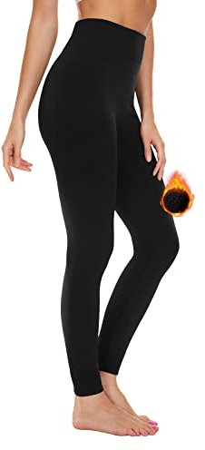 SIMIYA Womens Thermal Leggings, High Waisted Long Johns for Ladies, Winter Thermal Bottoms Pants for Walking Skiing and Daily Wear (Black,L/XL)