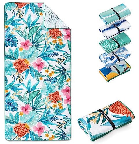 Fit-Flip Strandtuch XXL - Mikrofaser Badetuch - Strandtücher leicht und schnelltrocknend - 100% recyceltes Mikrofaser Handtuch - Strandhandtuch zum Baden (Tropic Flowers 200x90cm)