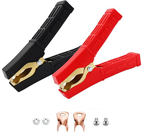 HuaLiSiJi Pince Batterie Voiture 500A Pince Crocodile Batterie 12V Pinces Crocodiles Voiture, Pince pour Batterie Avec Gaine Isolante,Pour Automobile, Camion, Bateau (2 Pièces)