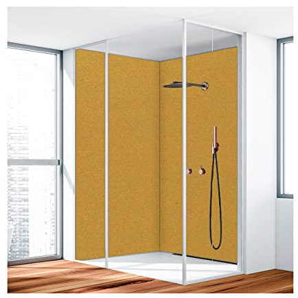 Duschrückwand, Badrückwand, Duschverkleidung, Wandverkleidung aus 3 mm Alu-Verbundplatte, Aluverbund Gold Metallic 799 130x260cm