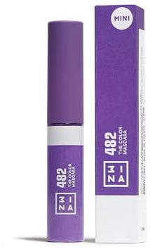 3INA MAKEUP - The Color Mascara 482 (mini) - Mascara Violet à la Kératine Végétale - Mascara Coloré pour Cils - Volume et Longueur Mascara pour Yeux Sensibles - Taille de Voyage - Vegan - Cruelty Free