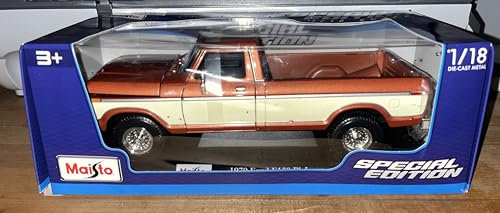 Maisto Ford F150 Pick-Up (1979): Modellauto im Maßstab 1:18, Türen, Motorhaube und Heckklappe beweglich, braun (531462BR)