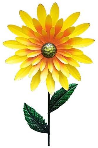 MERAXI Metal Garden Flower Stakes Simulation Plants Garden Decoration Lawn Statue Chrysanthemum