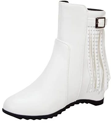 Damen Stiefeletten Kurzstiefel mit Reissverschluss Klobige Stiefelette Freizeit Stiefel Mode Elegant Halbstiefel Absatz Boots Damenstiefel Schlupfstiefel Gummistiefeletten Weiß 41 TOPEREUR