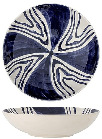 Bloomingville Shama Schale aus Stoneware, blau – 2,5 L, Ø 33,5 cm, dekorativ & alltagstauglich – 82060437