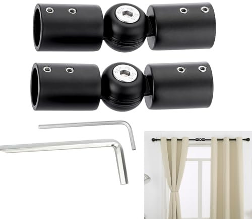Cokritsm Eckverbinder Gardinenstange 19mm Eckverbinder für Gardinenstangen Schwarz, Verstellbarer Eckverbinder für Gardinenstange Winkelverbinder Edelstahl