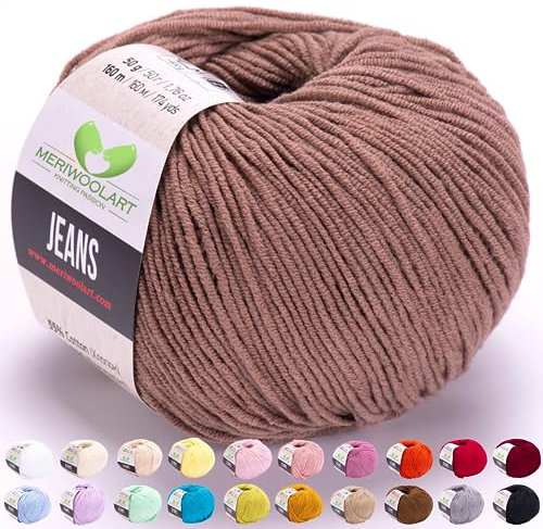 MeriWoolArt® Kamelhaar Baumwollgarn zum Stricken und Häkeln, Textilgarn, Stoffgarn, Baby Wollgarn für Handarbeiten, Babykleidung, Amigurumi, Babydecke, Pullover, Mützen und Accessoires