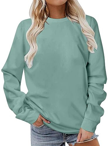 AMhomely Sweatshirt for Women Autumn Winter Casual Loose Long Sleeve Shirts Ladies Crewneck Dressy Graphic Sweatshirts Pullover Tops Work Officce Christmas, 003 Mint Green Christmas Gifts