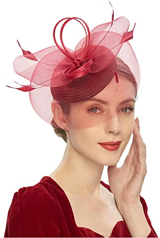 LJRPUPY Derby Fascinator Hut Tee Party Kopfbedeckung Pillbox Hut Pferderennen Fascinator Stirnband für Frauen Mädchen