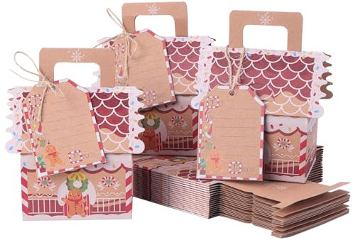 Kinsinder 20 Stück Weihnachten Geschenkbox, Kraftpapier Süßigkeitskästen mit Hanfseilen für Weihnachtsfeier Dekorationen
