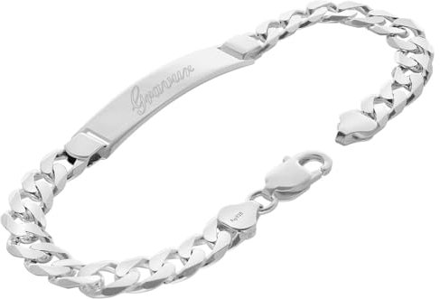 trendor Gravur-Armband für Herren 925 Silber Panzerkette mit Namen inklusive Wunsch-Gravur zeitloser Gravurschmuck für Männer, elegante Geschenkidee, 15812