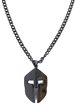 FUSHENGTER Halskette Herren Pulloverkette Damen Anhänger Frauen Männer Helm Anhänger Spartan Halskette Hip Hop Männer Frauen Paar Halskette Anhänger Für Liebhaber Rapper S2