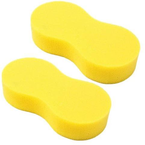 JTMKYO 2 Pieces of Extra Large Sponges, Car Sponges, Car Cleaning Sponges, Waxing Sponges, Suitable for Car Cleaning, Windshield and Body, Household Cleaning, Yellow (22 * 11 * 4.5cm)